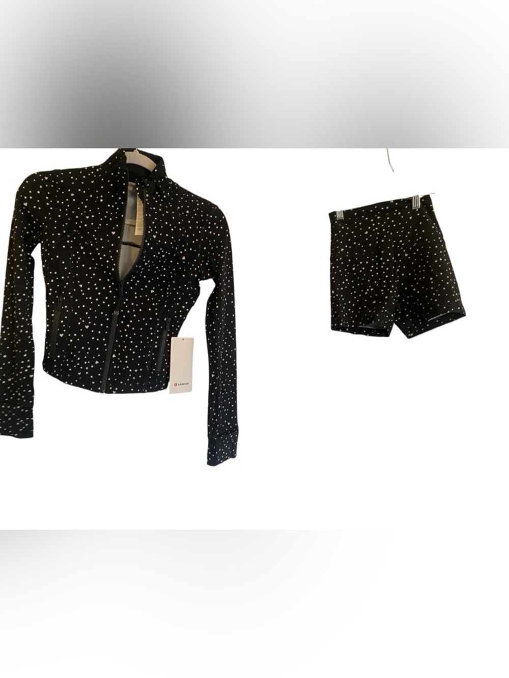 NWT Lululemon define jacket & align shorts set HEART SCATTER DOT BLACK Size 2